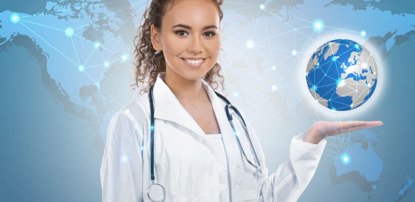 Travel,Nursing,Concept.,Yong,Doctor,Holding,Globe,And,World,Map Travel,Nursing,Concept.,Yong,Doctor,Holding,Globe,And,World,Map